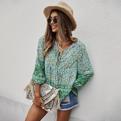 Bohemian Floral Elizabeth Ainsley Printed Summer Top