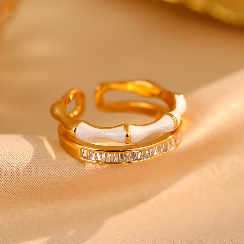 Crystal Enamel Open Ring
