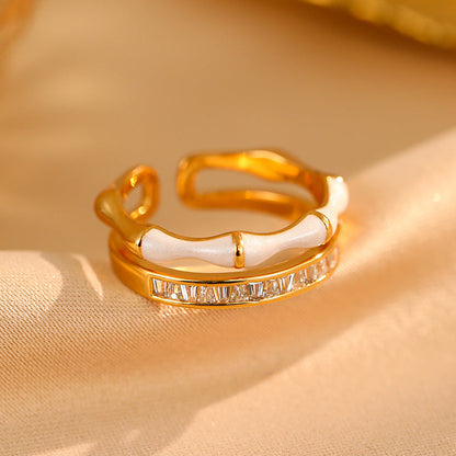 Crystal Enamel Open Ring