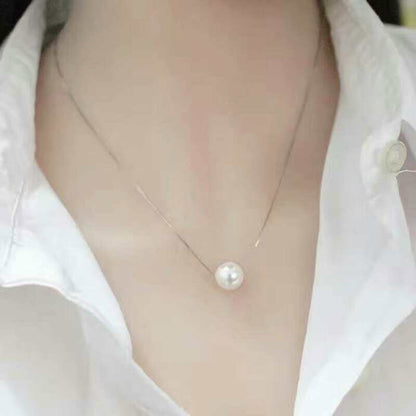 Minimalist Pearl Pendant Necklace – Classic Silver Chain Jewelry