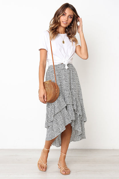 Floral Ruffle Midi Skirt by Elizabeth Ainsley