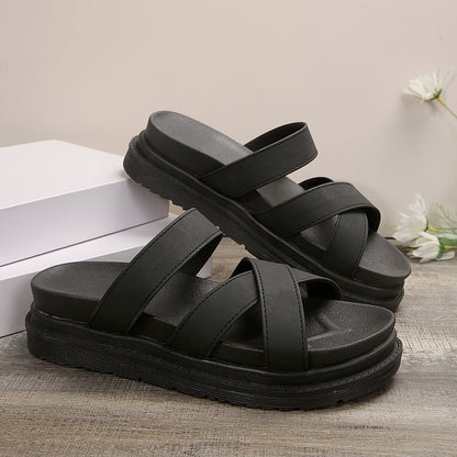 Chic Platform Elizabeth Ainsley Cross Sandals
