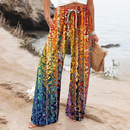 Boho Botanical Elizabeth Ainsley Women's Wide-Leg Pants