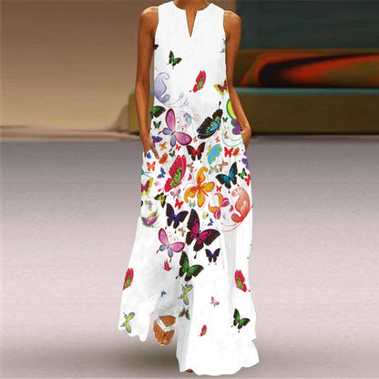 Retro Print Long Dress by Elizabeth Ainsley