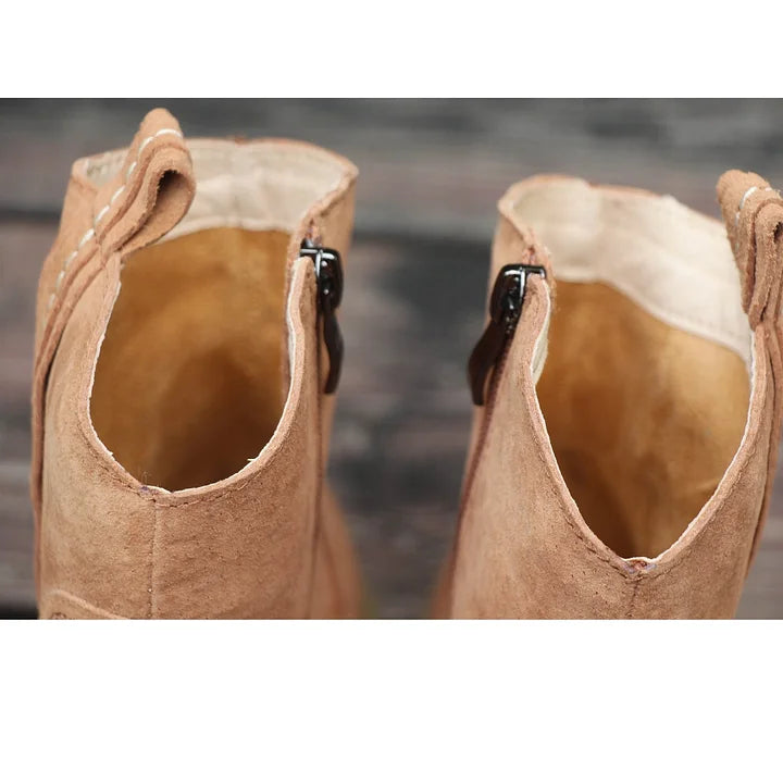 Oaklyn | Rustic Suede Side-Zip Lug-Sole Ankle Boots