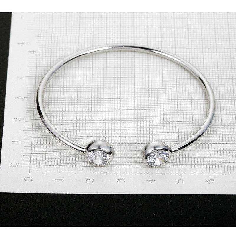 Open Cuff Bracelet with Dual Stone End Detail