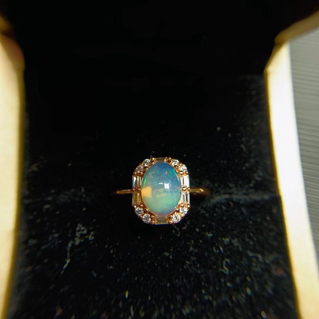 Silver Natural Opal Jewelry Set