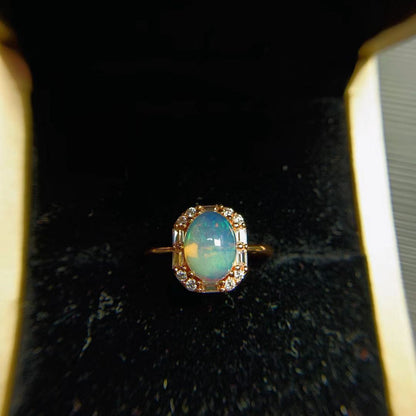 Silver Natural Opal Jewelry Set