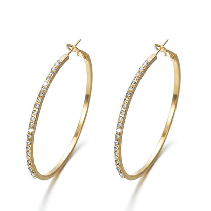 Elegant Crystal-Studded Hoop Earrings