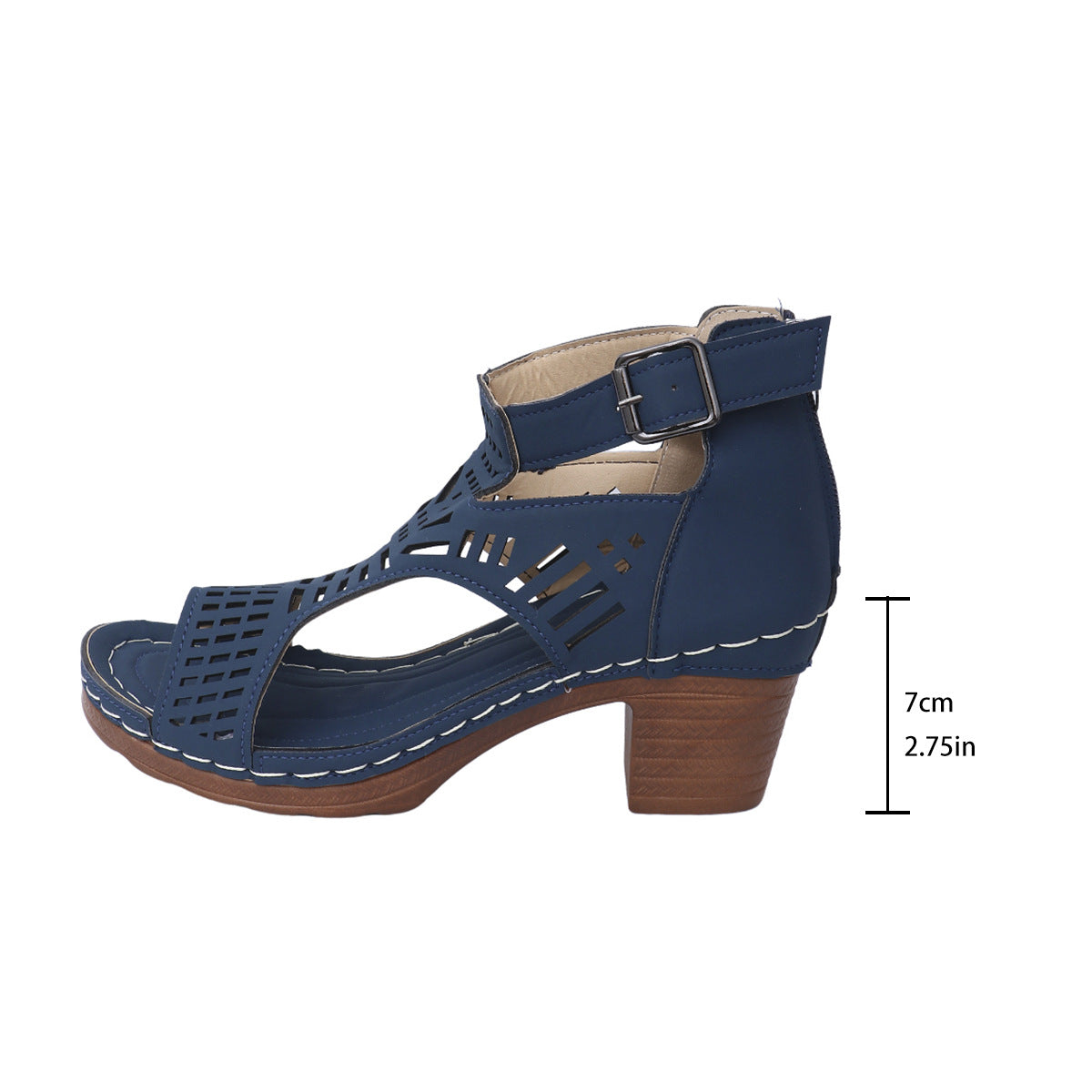 Chic Cutout Elizabeth Ainsley Chunky Heel Sandals