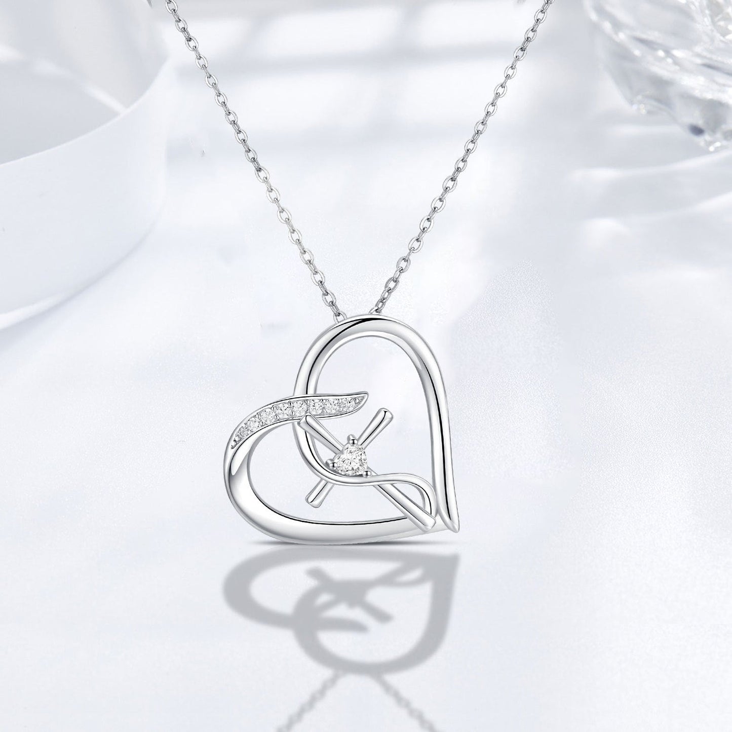 Sterling Silver Heart Cross Necklace