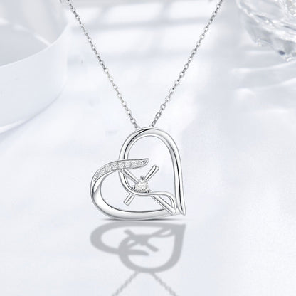 Sterling Silver Heart Cross Necklace