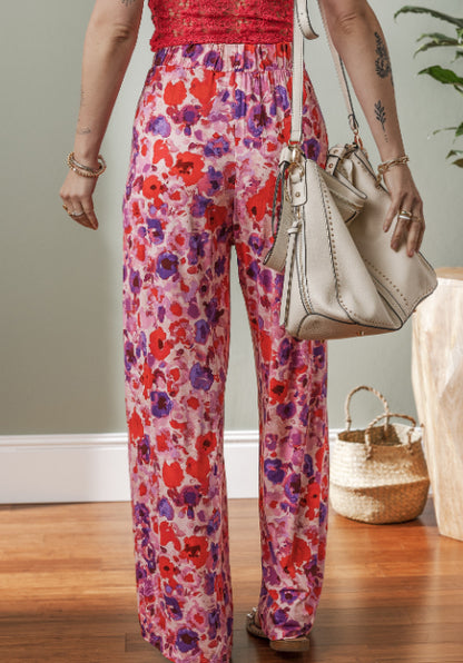 Vibrant Floral High Waist Pants by Elizabeth Ainsley