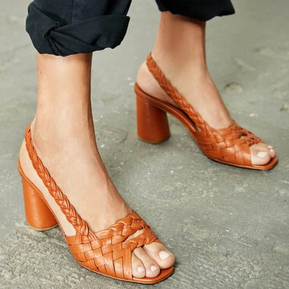 Chic Woven Heeled Sandals by Elizabeth Ainsley