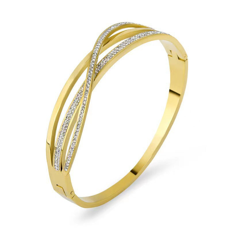 Multi-Band Crystal Detail Bracelet with Elegant Layered Design