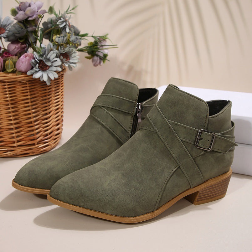 Elizabeth Ainsley Ankle Boots - Chunky Heel Leather Comfort