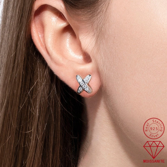 X-Shape Moissanite Stud Earrings