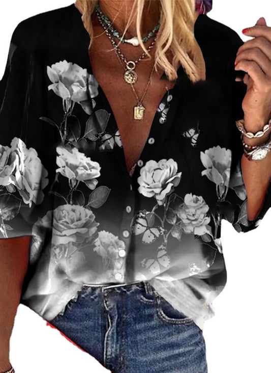 Floral Button-Up Elizabeth Ainsley Short Sleeve Shirt