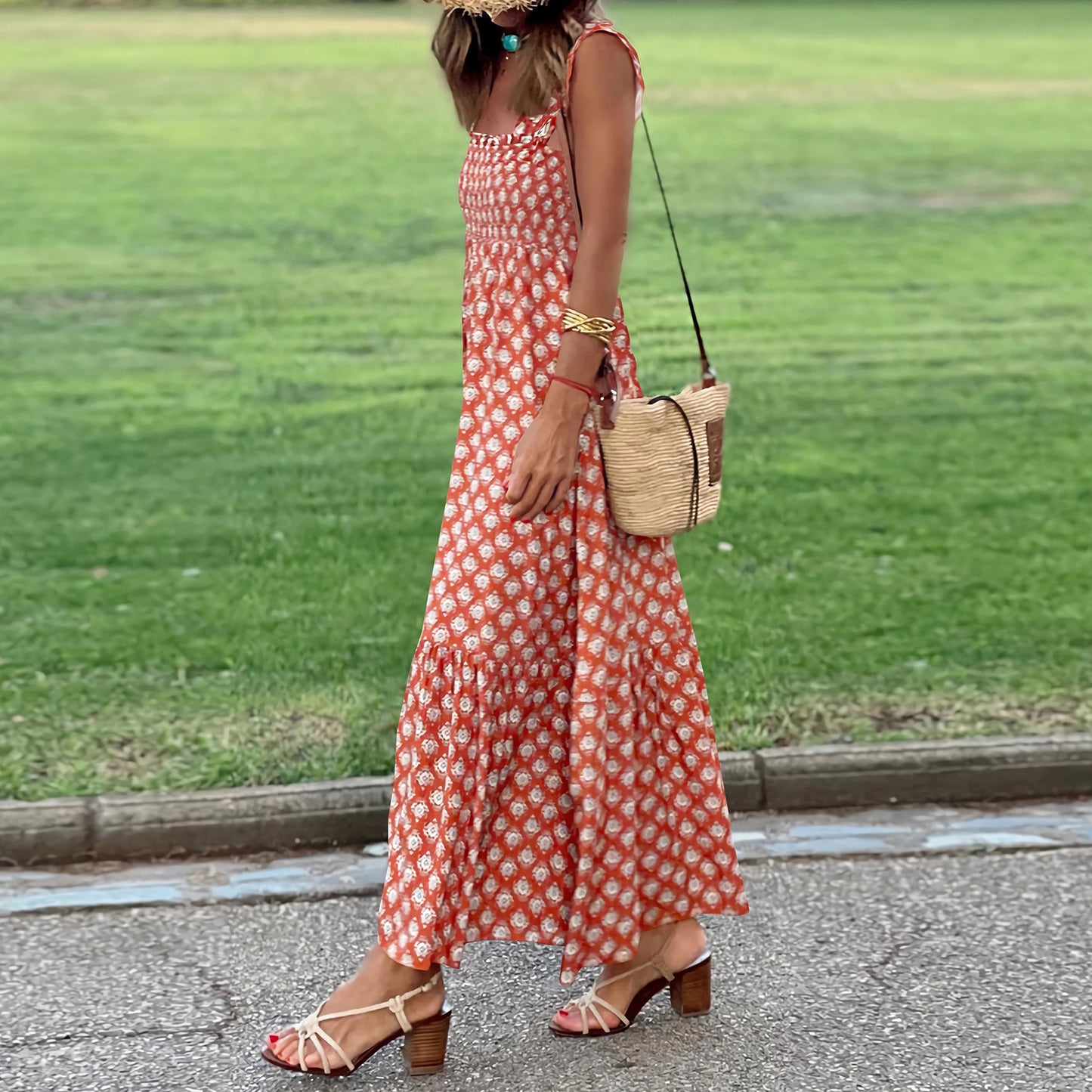 Elegant Floral Strap Dress by Elizabeth Ainsley