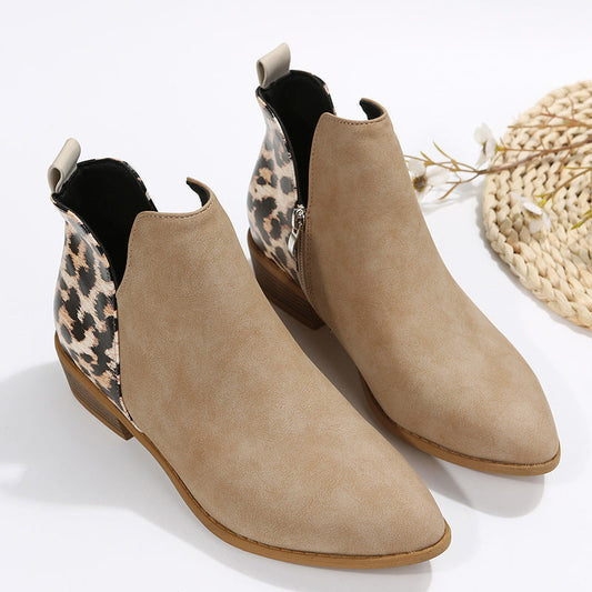 Elizabeth Ainsley Low Heel Martin Boots - Side Zipper