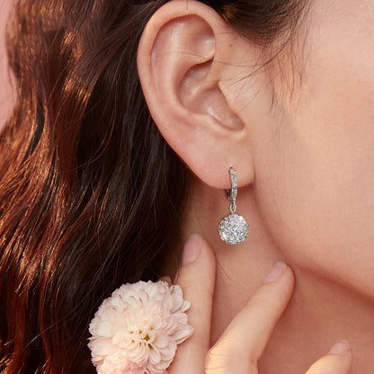 Sparkling Rhinestone Drop Hoop Earrings