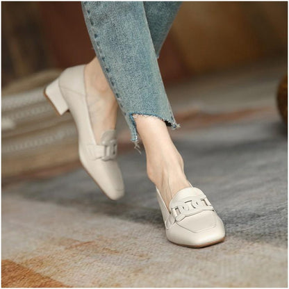 Elegant Elizabeth Ainsley Chunky Heel Loafer Pumps
