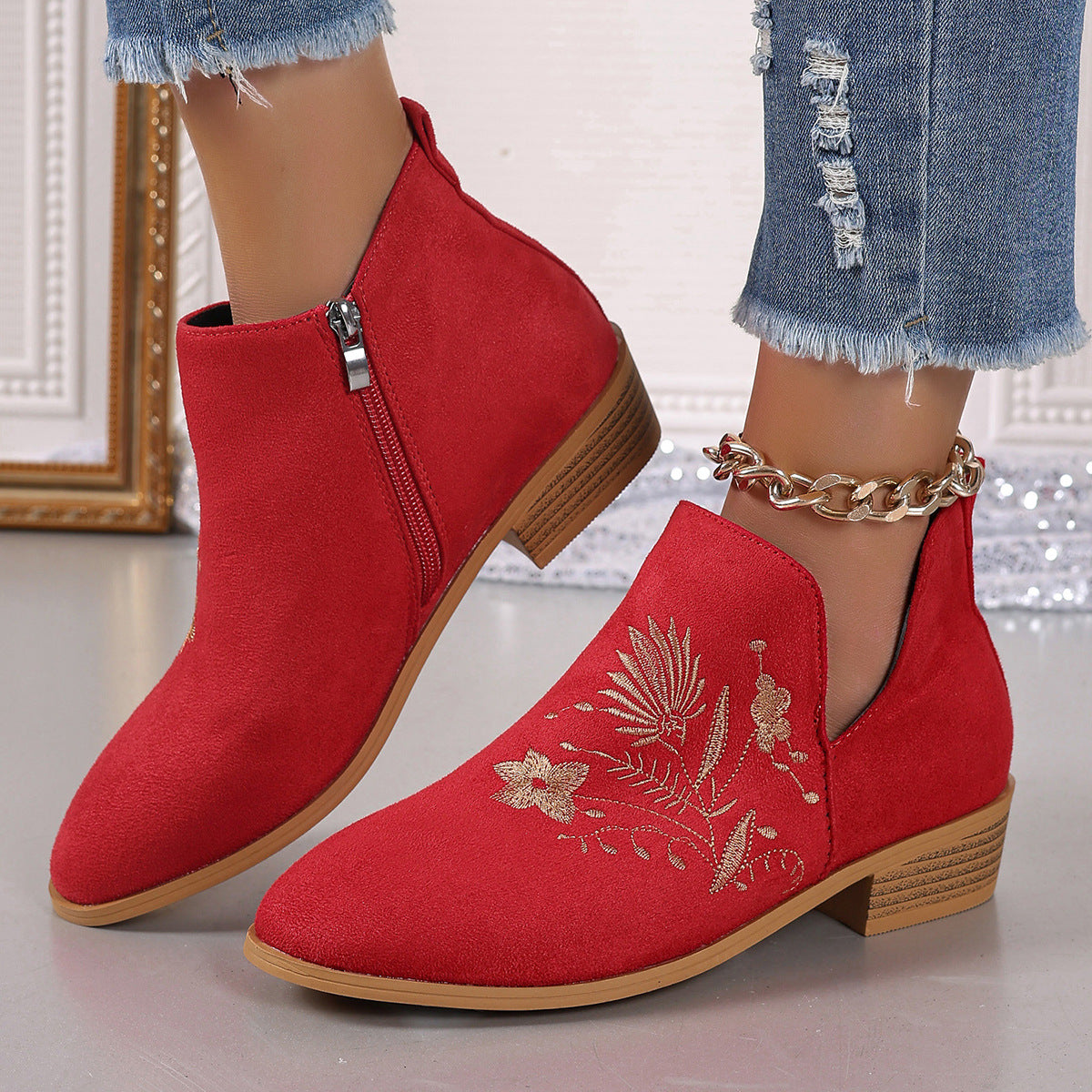Elizabeth Ainsley Printed Short Boots - Pointed Toe Comfort