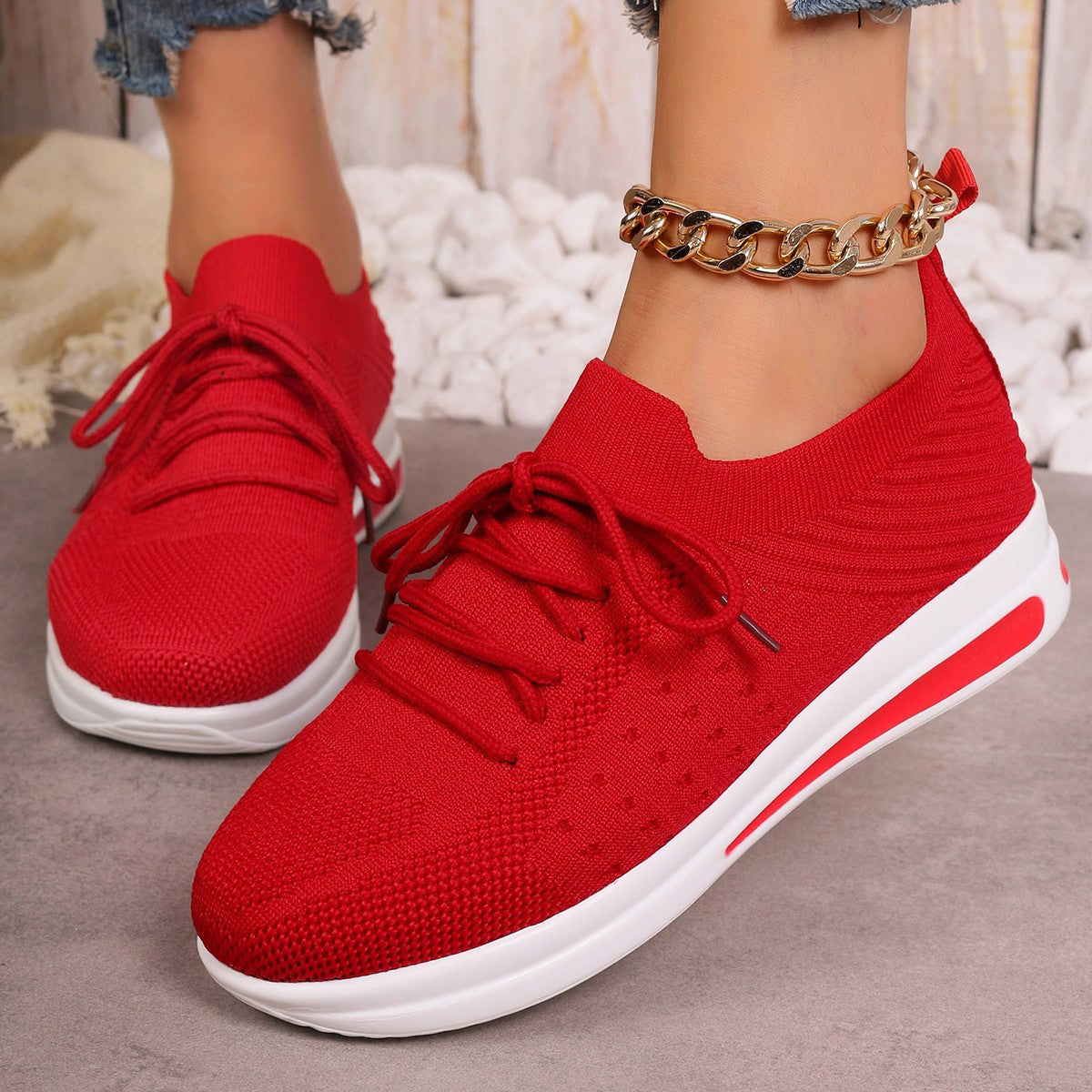 Lightweight Elizabeth Ainsley Fly-Knit Everyday Sneakers