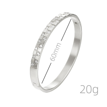 Structured Bangle Bracelet with Subtle Crystal Detail
