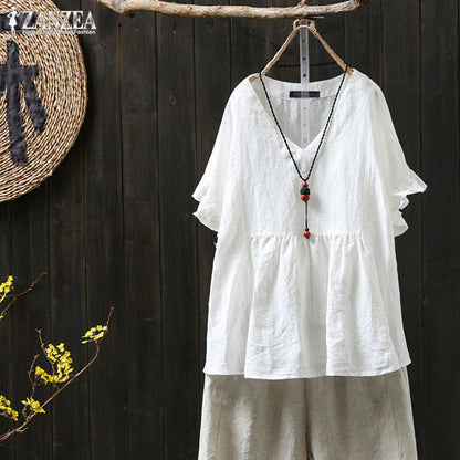 Ruffled Cotton Plus Top Elizabeth Ainsley Pinterest-Inspired