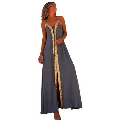 Elegant Lace-Up Halterneck Dress by Elizabeth Ainsley
