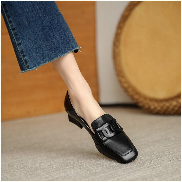 Elegant Elizabeth Ainsley Chunky Heel Loafer Pumps