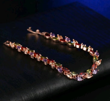 Leaf-Link Bracelet with Flowing Gem Detail