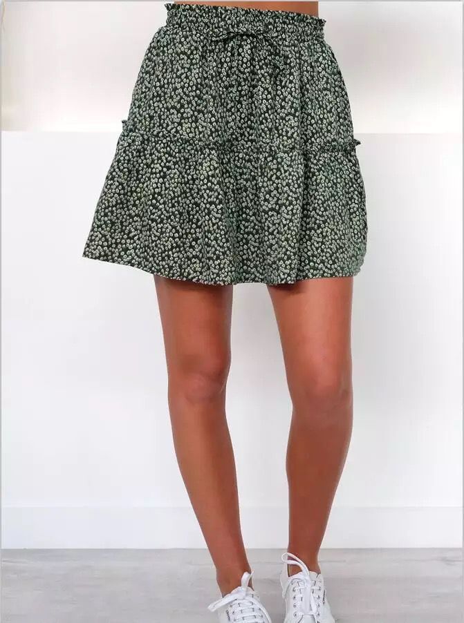 Floral Ruffle High Waist Skirt by Elizabeth Ainsley