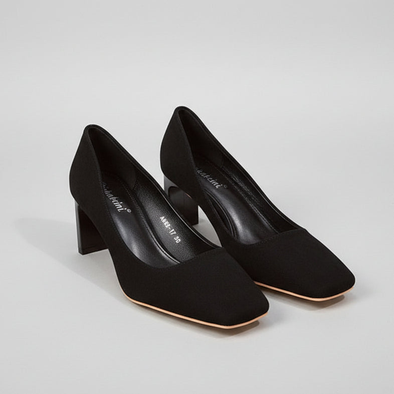 Chic Suede Square Toe Heels by Elizabeth Ainsley