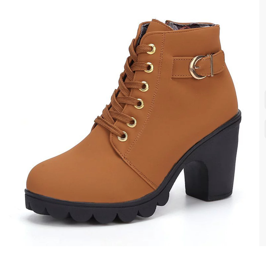 Elizabeth Ainsley Leopard Print Ankle Boots - Square Heel