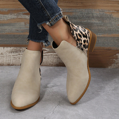 Elizabeth Ainsley Low Heel Martin Boots - Side Zipper