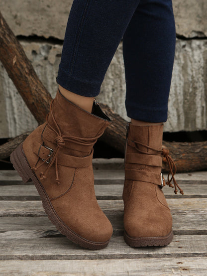 Elizabeth Ainsley Short Boots - Side Zipper, Low Heel