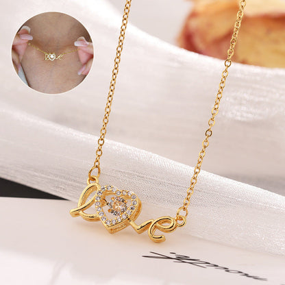 Gold “Love” Heart Pendant Necklace