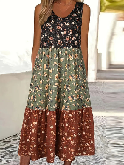 Floral Tiered Elizabeth Ainsley Casual Vest Dress