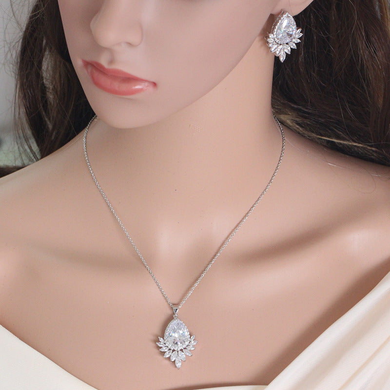 Blue Teardrop Crystal Jewelry Set