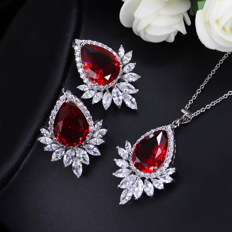 Blue Teardrop Crystal Jewelry Set