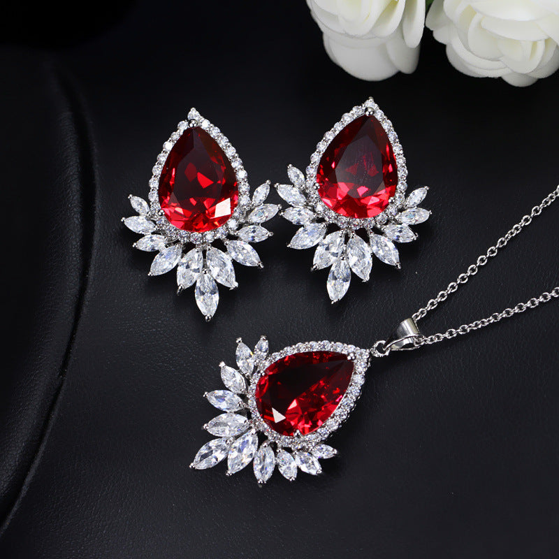 Blue Teardrop Crystal Jewelry Set