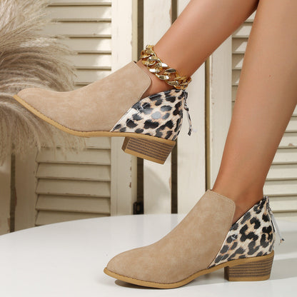 Elizabeth Ainsley Leopard Boots - Chunky Heel Comfort