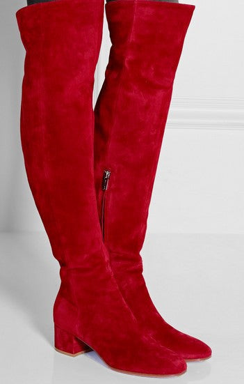 Madlenka | Suede Over-the-Knee Orthopedic Block-Heel Boots