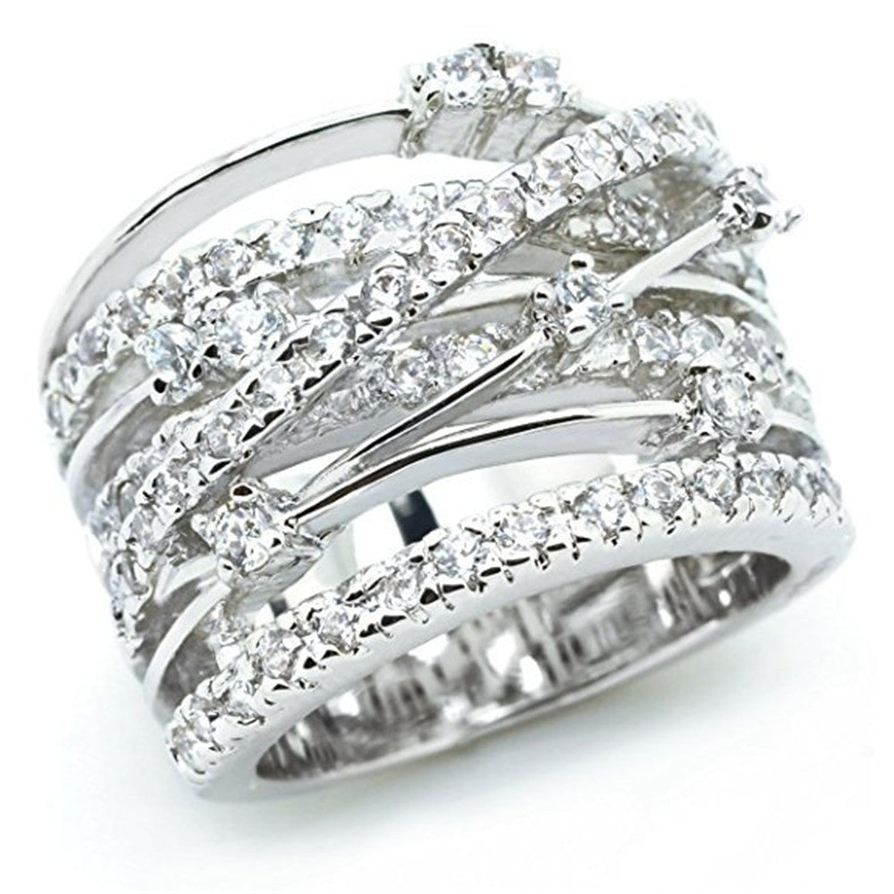 Interwoven Pavé Statement Ring – Two-Tone Sculpted Crystal Band