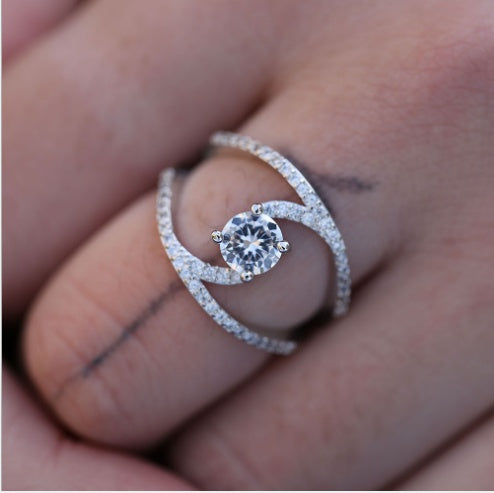 Infinity Sparkle Swirl Solitaire Ring
