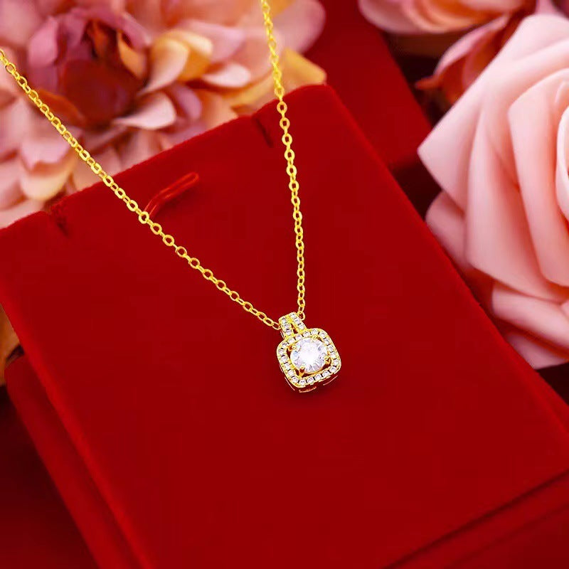 Gold Square Halo Jewelry Set