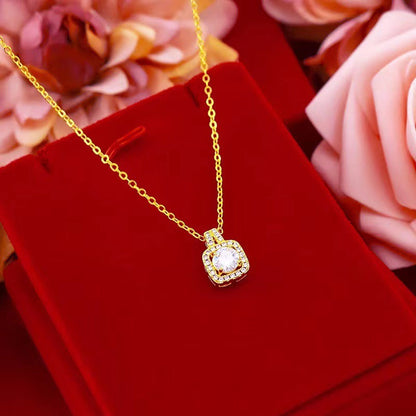 Gold Square Halo Jewelry Set