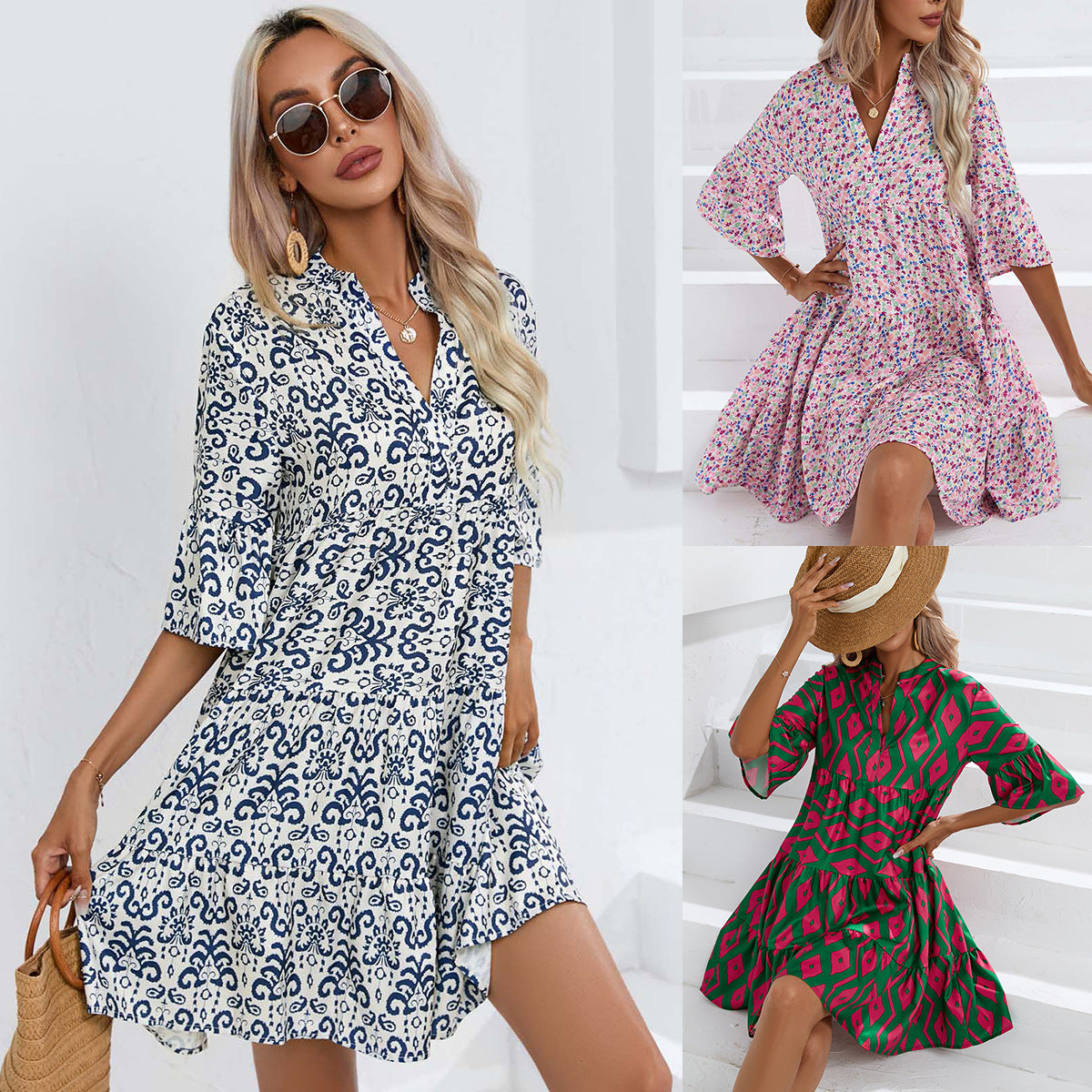 Boho V-Neck Summer Dress by Elizabeth Ainsley